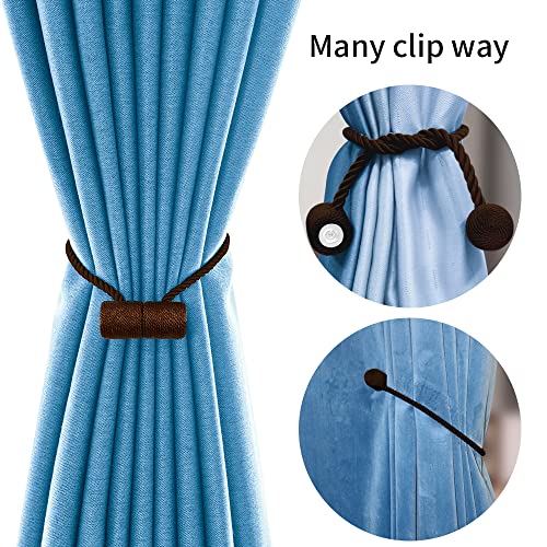 18 Inch Strong Magnetic Curtain Tiebacks, Curtain Holdbacks Modern Upgrade Strong 2021 New Twisted Style Decorative Drapery Rope Tie Backs(2 Pack Dark Coffee) - color: Dark Coffee