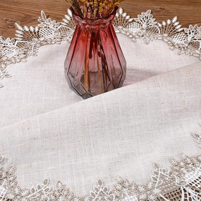 23.6 Inch Round Linen Doily, Gray Linen Doily Scarf Place Mats