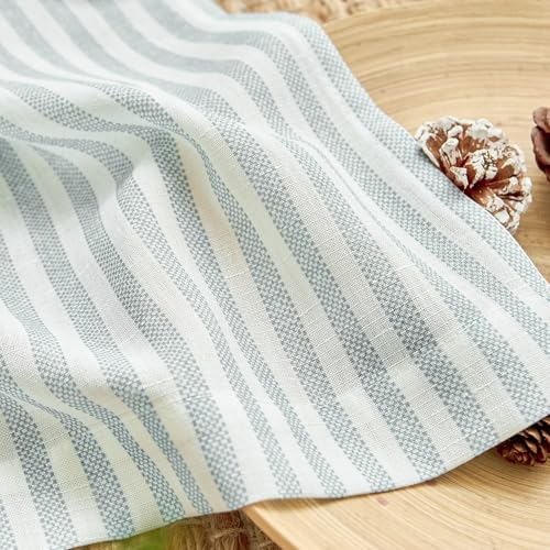 jinchan Linen Boxter Stripe Valances for Window 16 inch,Aqua Blue,1 Panel - color: Boxter Stripe | Aqua Blue on Linen, size: 50"W x 16"L (Pack of 1)