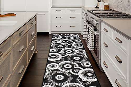 REMNAZ Custom Size Hallway Runner Rug, Geo Black, 31 in x 6 ft - color: Geo / Black, size: 31 inch Width X 6 Feet Length