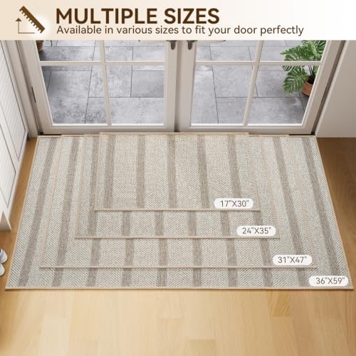 Thin Front Door Mat Indoor Entrance, Non Slip Doormat 24"x35" Brown - color: B Brown, size: 24"x35"