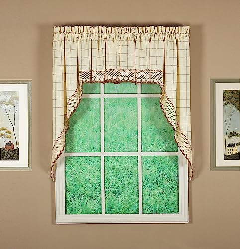 Today's Curtain Adirondack 2-Tone Crochet Swag 38", Ecru/Toast, 60W x 38L - color: Ecru/ Toast, size: 60"W x 38"L (Pack of 1)