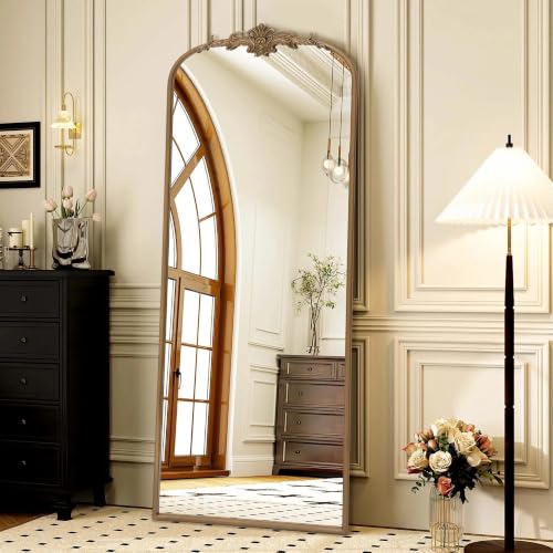 Besdomus Vintage Mirror Full Length: 21"x56" Brass Gold Arched Body Mirrors - color: Brass Gold, size: 56"L x 21"W