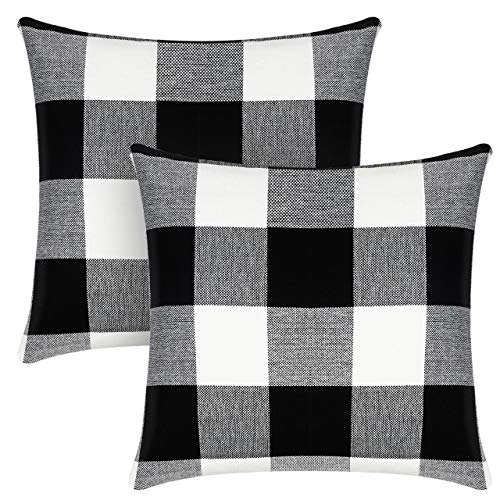 Syntus 2 Buffalo Check Throw Pillow Covers, 18" x 18" Outdoor Cushion Case