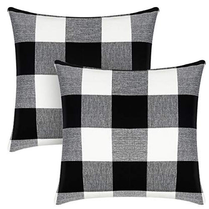 Syntus 2 Buffalo Check Throw Pillow Covers, 18" x 18" Outdoor Cushion Case