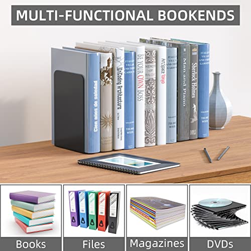 VFINE Metal Bookends 2 Pairs, Black Book Ends, Bookends for Shelves, Book Stopper for Heavy Books, Book Dividers for Home Office School Supplies - color: Black 2 Pairs Bookends