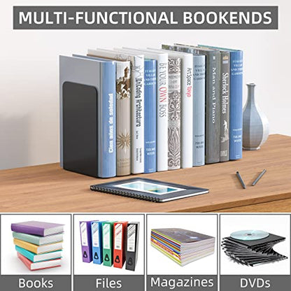 VFINE Metal Bookends 2 Pairs, Black Book Ends, Bookends for Shelves, Book Stopper for Heavy Books, Book Dividers for Home Office School Supplies - color: Black 2 Pairs Bookends