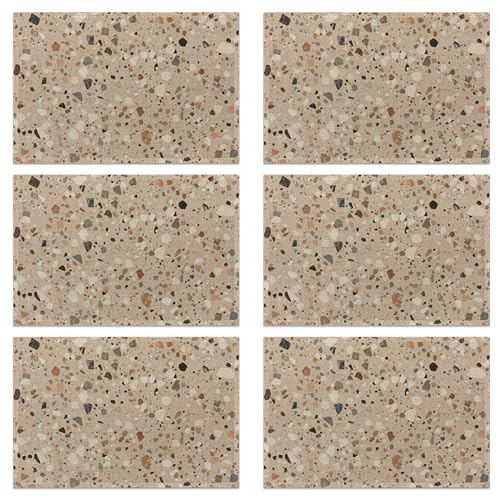 Terrazzo Granito Pattern Linen Placemats Set of 6, Decorative Table Mats 12x18 Inch, Washable Heat Resistant Placemats for Dining Table Kitchen Home Decor - color: Terrazzo Granito Pattern