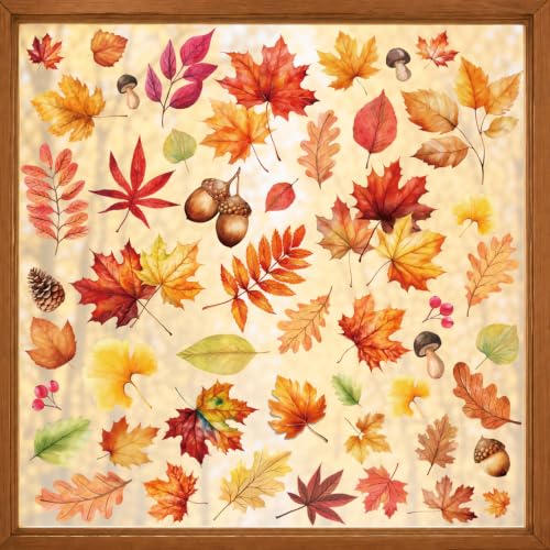 102 PCS Fall Window Clings Decor Autumn Thanksgiving Decorations Stickers - color: Fall Leaf