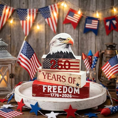 Amyhill 4 Pcs Wooden Sign Decor American Flag - style: American Flag