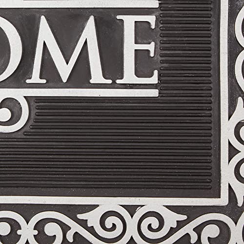 DII High Traffic All-Weather Rubber Doormat, 18x30, Diamond Lattice - color: Silver Welcome Scroll, size: 1'6" x 2'6" (Rectangular)