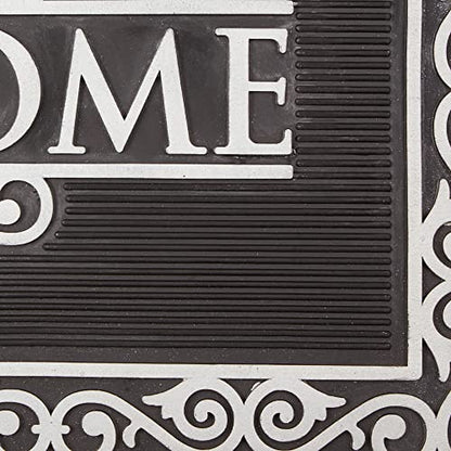 DII High Traffic All-Weather Rubber Doormat, 18x30, Diamond Lattice - color: Silver Welcome Scroll, size: 1'6" x 2'6" (Rectangular)