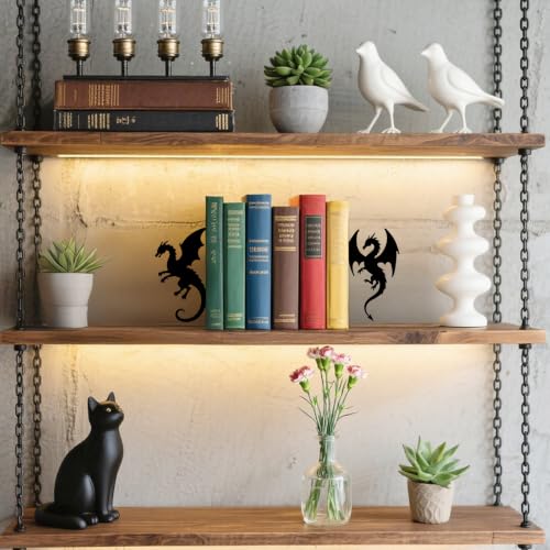 Metal Bookends Dragon Book Ends for Shelves - color: Black - 1 Pair Dragon