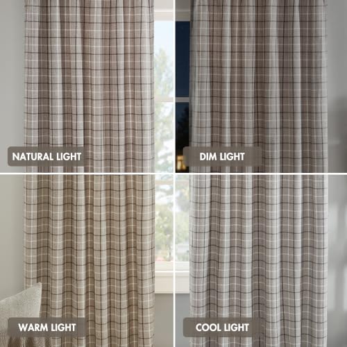 Madison Park Plaid Window Curtain Thermal Insulated, 1 Panel, 50x63 Brown - color: Rod Pocket & Back Tab, Brown, size: 50"W x 63"L (Pack of 1)