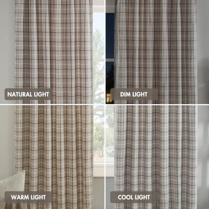 Madison Park Plaid Window Curtain Thermal Insulated, 1 Panel, 50x63 Brown - color: Rod Pocket & Back Tab, Brown, size: 50"W x 63"L (Pack of 1)