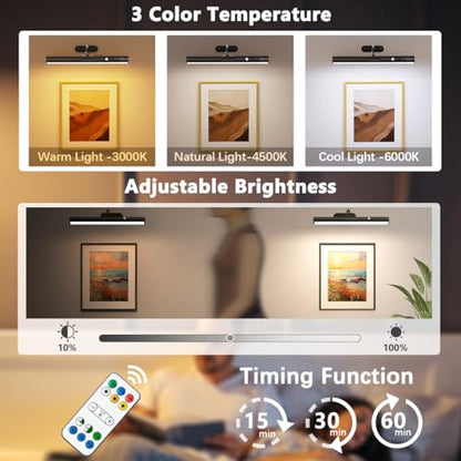 Motion Sensor Battery Operated Picture Light,Wireless Picture Light - color: Motion Sensor Black