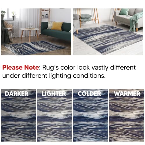 Keen Home Design Abstract Non-Shedding Runner Rug, Soft Thick Pile, 2x8 - color: Skrik Navy, size: 2'8" x 7'7" (Runner)