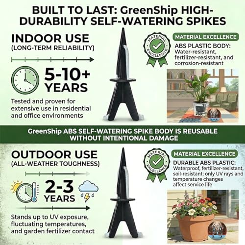 GreenShip 4 Pack Self Watering Spikes for Indoor Plants - size: Small（4 Pack）