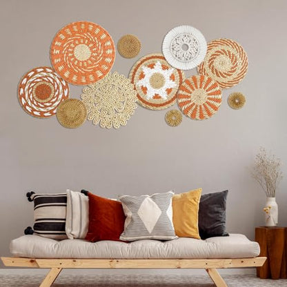 Tatuo 11 Pcs Boho Wall Basket Decor Woven Wall Hanging Art, Delicate - style: Delicate