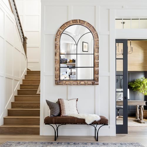 36x24 Inch Arched Window Pane Wall Mirror - color: E - Window - 36x24 in