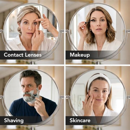 OVENTE 7" Tabletop Magnifying Makeup Mirror, Polished Chrome MNLCT70CH1X7X - color: Polished Chrome, size: 13.3"L x 6.5"W, style: Non-Lighted
