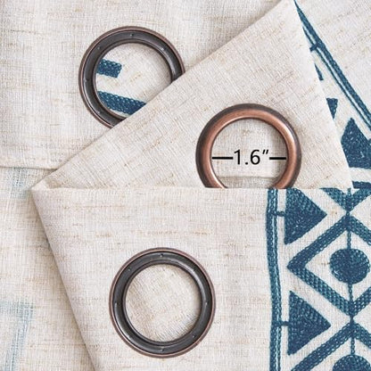 Blue Boho Linen Embroidered Curtains 2 Panels for Bedroom 90 Inch - color: Geometric-blue, size: 52"W x 90"L (Pack of 2)