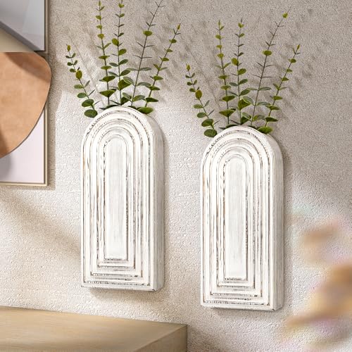 EOSAHR Wall Vase: Wall Planter for Indoor Plants & Fake Flowers, Whitewash - color: Whitewash