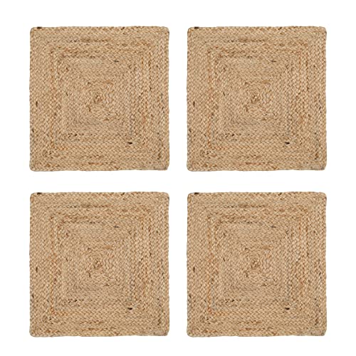 Ramanta Home Jute Braided Placemats Set of 4 14x14 Inches - Natural - size: 14x14 Inches