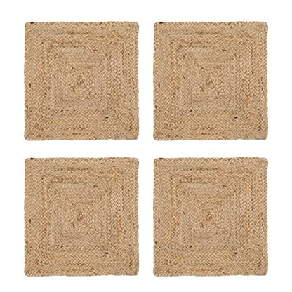 Ramanta Home Jute Braided Placemats Set of 4 14x14 Inches - Natural - size: 14x14 Inches
