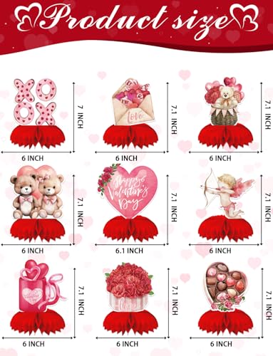 Valentine Honeycomb Centerpieces for Table, Valentine Table Decorations - style: Valentines Day