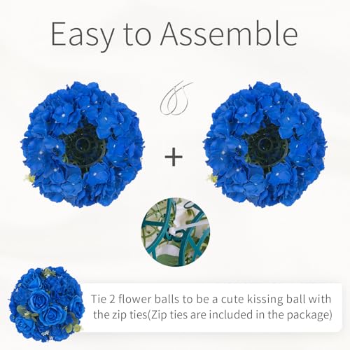 Royal Blue Flowers Balls Centerpieces: 11.8in Diam, Set of 6 - color: Royal Blue, size: 11.8" Diam - 6 PCS