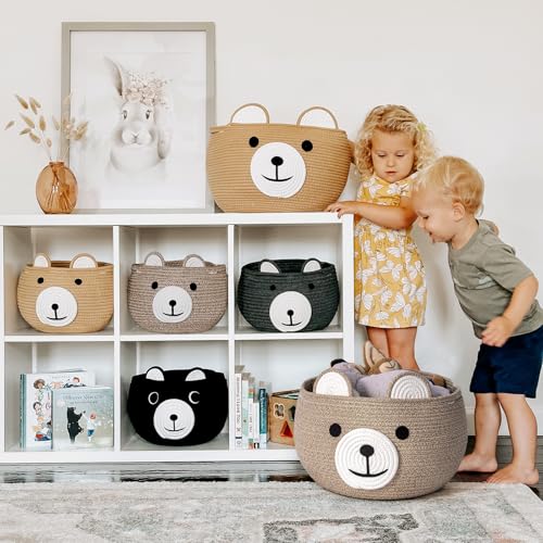 CherryNow Large Baby Basket for Gifts Empty, Cute Bear Design, Light Brown - color: Light Brown, size: 15.7"D x 10.5"H
