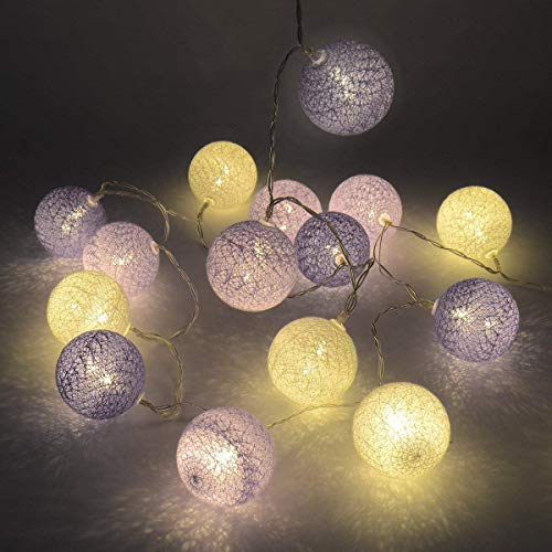 Gardeningwill 3M/10Ft 30 Purple White Ball LED Xmas Wedding Battery Operated String Fairy Light - color: Purpel White