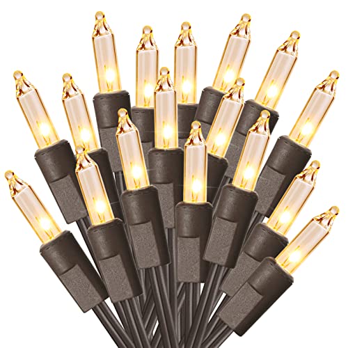 ODEETRONIC Clear Christmas String Lights, 69.6 ft 300 Count Incandescent - color: Warm White-Brown Wire, size: 300 Count Incandescent