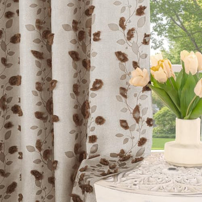 BGment Brown Fall Linen Curtains for Living Room 96 inches Long - 2 Panels - color: Brown, size: 52"W x 96"L (Pack of 2)