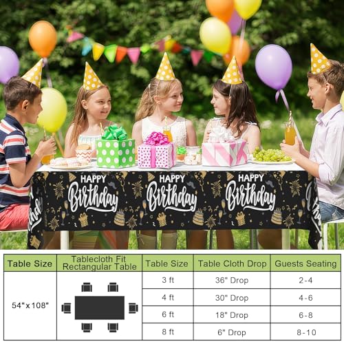 Smiry Disposable Rectangle Plastic 54 x 108 Inch Table Cloth 3 Pack - color: Black and White
