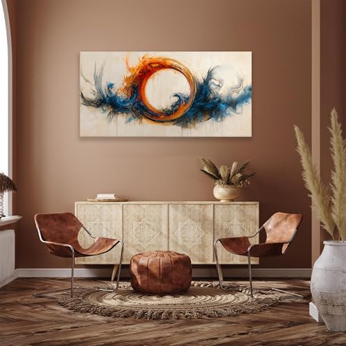 Circle Red Blue Abstract Wall Art Decor 24"x48" Canvas Wall Art For Bedroom - color: IU1E, size: 48"L x 24"W