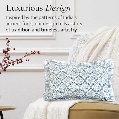 CPC Indigo Regal Block Print Ruffle Sham Pillow Cover 12x20 Inch, Pack of 1 - color: Indigo Regal, size: 20" x 12" (Pack of 1)