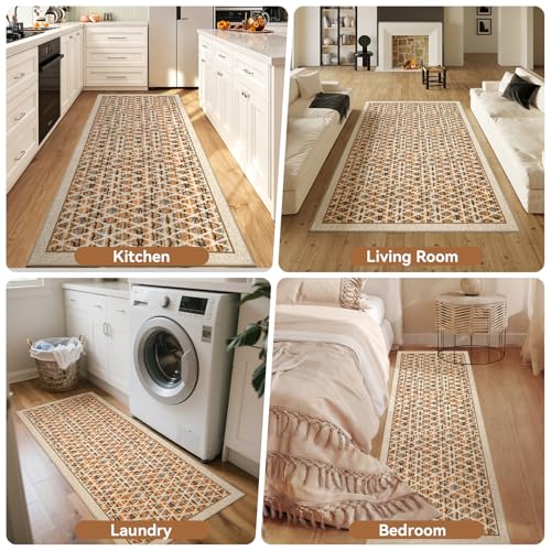 2x8ft Non Slip Hallway Runner Rug，Low Pile Kitchen Runner Rug,Grey - color: Orange, size: 2'x8'