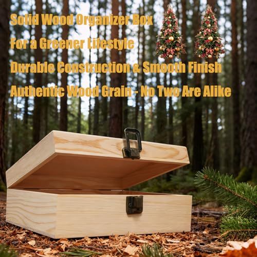 Wooden Box 8.26x6x3 Small Natural Craft Storage Jewelry Keepsake Gift Box