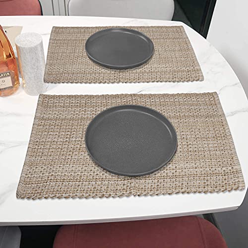 Urban Villa Two Tone Placemat Cotton Tablemat 14x20 (Set of 6) Eggshell - color: Egg Shell, size: 14" x 20"