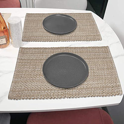 Urban Villa Two Tone Placemat Cotton Tablemat 14x20 (Set of 6) Eggshell - color: Egg Shell, size: 14" x 20"