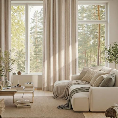 MYSKY HOME Farmhouse Striped Linen Curtains 100% Blackout 52Wx96L,2 Panels - color: Taupe/Blackout, size: 52"W x 96"L (Pack of 2)