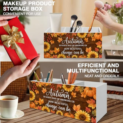 Christian Fall Pumpkin Pen Pencil Holder Organizer for Desk - color: Fall 01