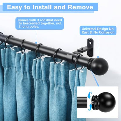 Curtain Rods for Windows 16-48", 1 In Black Curtain Rod, 2 Pack - color: Black, size: 48" - 1'' rod - 2 Pack