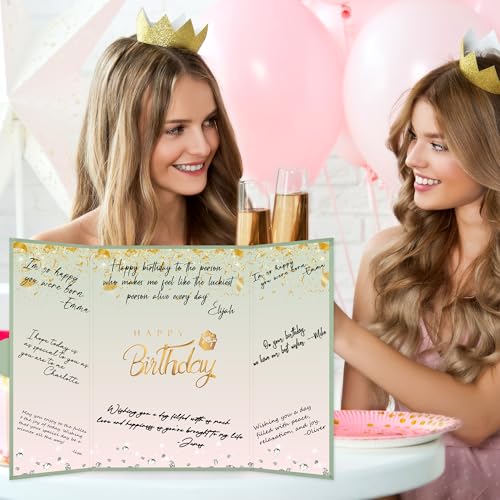 Crenics Green and Pink Birthday Guest Sign in Book Alternative 18" x 12" - color: Green and Pink