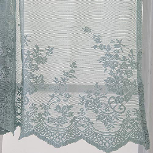 vctops Lace Sheer Kitchen Tier Curtain Set Floral Embroidered Cafe Tiers Rod Pocket Small Half Window Curtains 2 Panels (29" x 24", Blue) - color: Blue, size: 29"W x 24"L (Pack of 2)