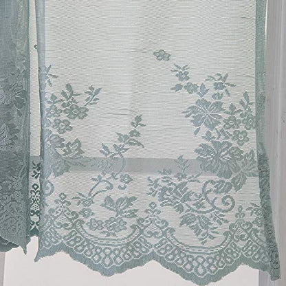 vctops Lace Sheer Kitchen Tier Curtain Set Floral Embroidered Cafe Tiers Rod Pocket Small Half Window Curtains 2 Panels (29" x 24", Blue) - color: Blue, size: 29"W x 24"L (Pack of 2)