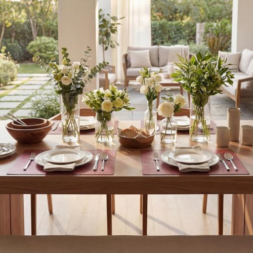 Artoid Mode Red Faux Leather Placemats Set of 4 - color: Red, size: 12" x 18", Rectangular Set of 4