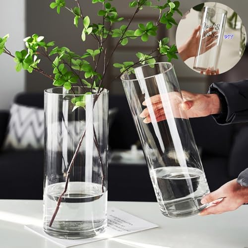 Liotww Acrylic Cylinder Plastic Clear Vase of 2 for Centerpiece Table Decor - color: M 2 Clear-b